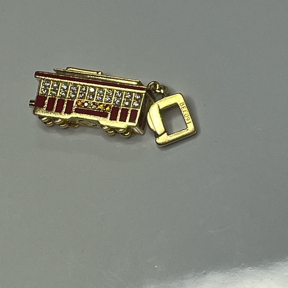 LOUIS VUITTON CABLE CAR 18KT GOLD & DIAMOND & SAPPHIRE CHARM PENDANT - Picture 11 of 12